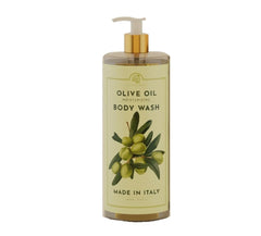 Alchimia Olive Oil Moisturizing Body Wash bottle shows rich hydration for daily use.