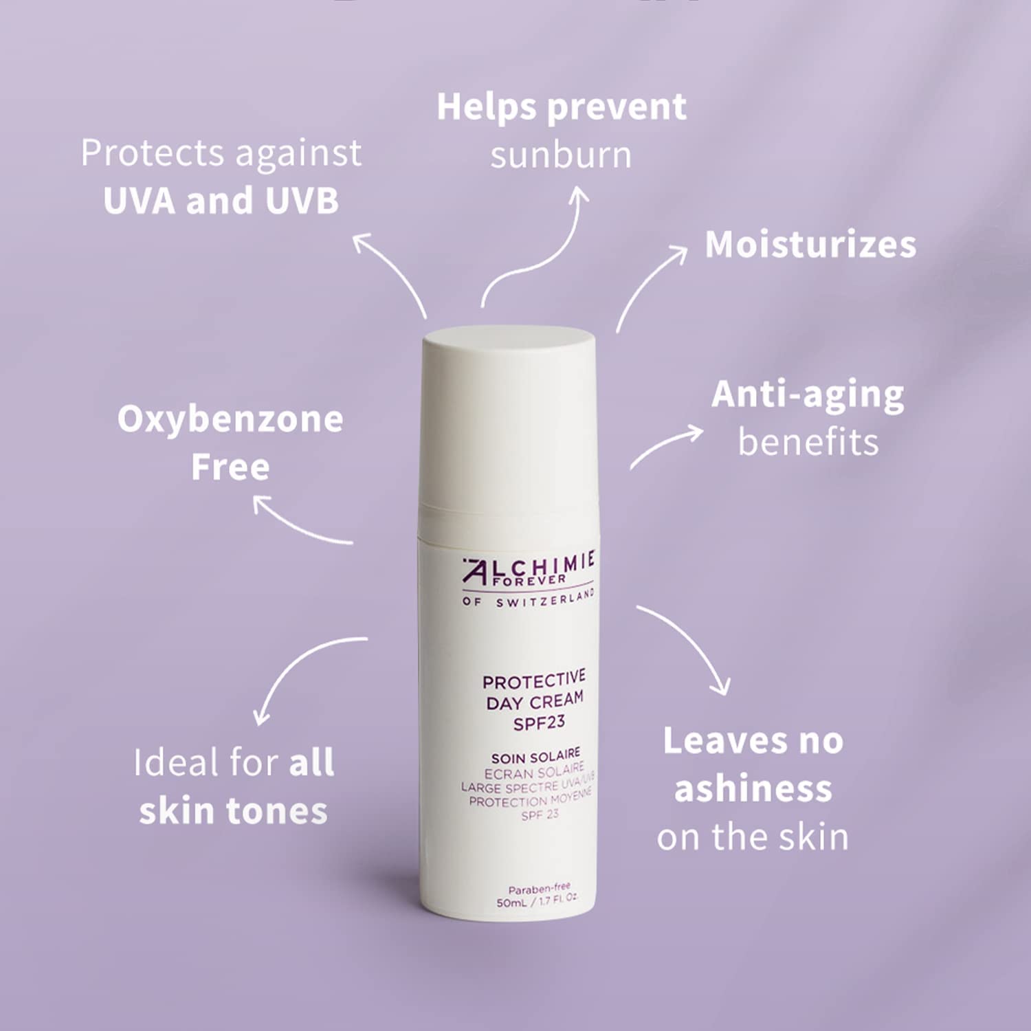 Alchimie Forever texture close-up shows light, breathable formula for all skin types.