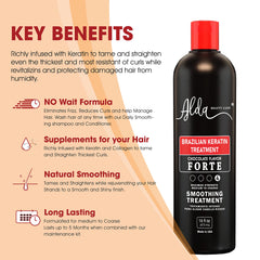 Alda Chocolate Keratin ingredients graphic highlighting protein and keratin synergy.