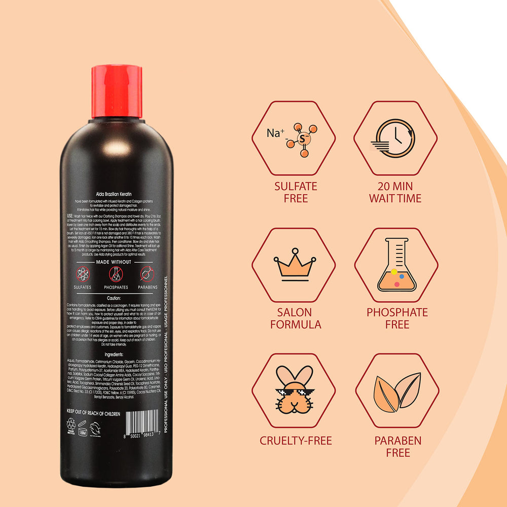 Alda Chocolate Keratin system provides long-lasting smoothing for hair.