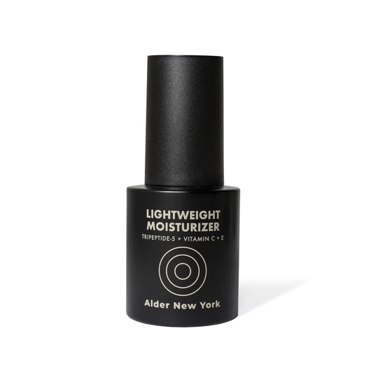 Alder New York Lightweight Moisturizer bottle closeup highlighting hydration without clogging pores