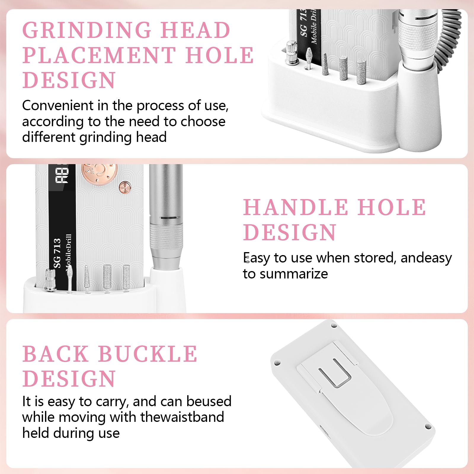 Aleanu 360-degree handpiece with forward and reverse for flexible use.