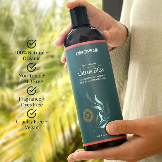 Aleavia Citrus Bliss foaming lather for gentle, refreshing cleansing