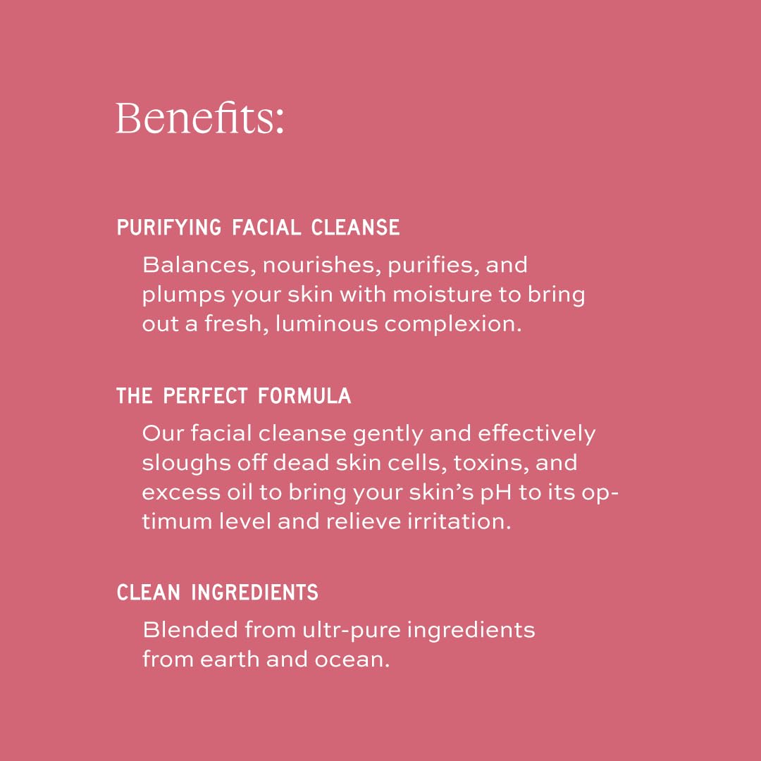 Aleavia Purifying Facial Cleanse ingredients kelp highlighted for hydrating botanicals