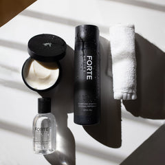 Alex Costa clarifying shampoo with conditioner pairing displayed for complete styling prep.