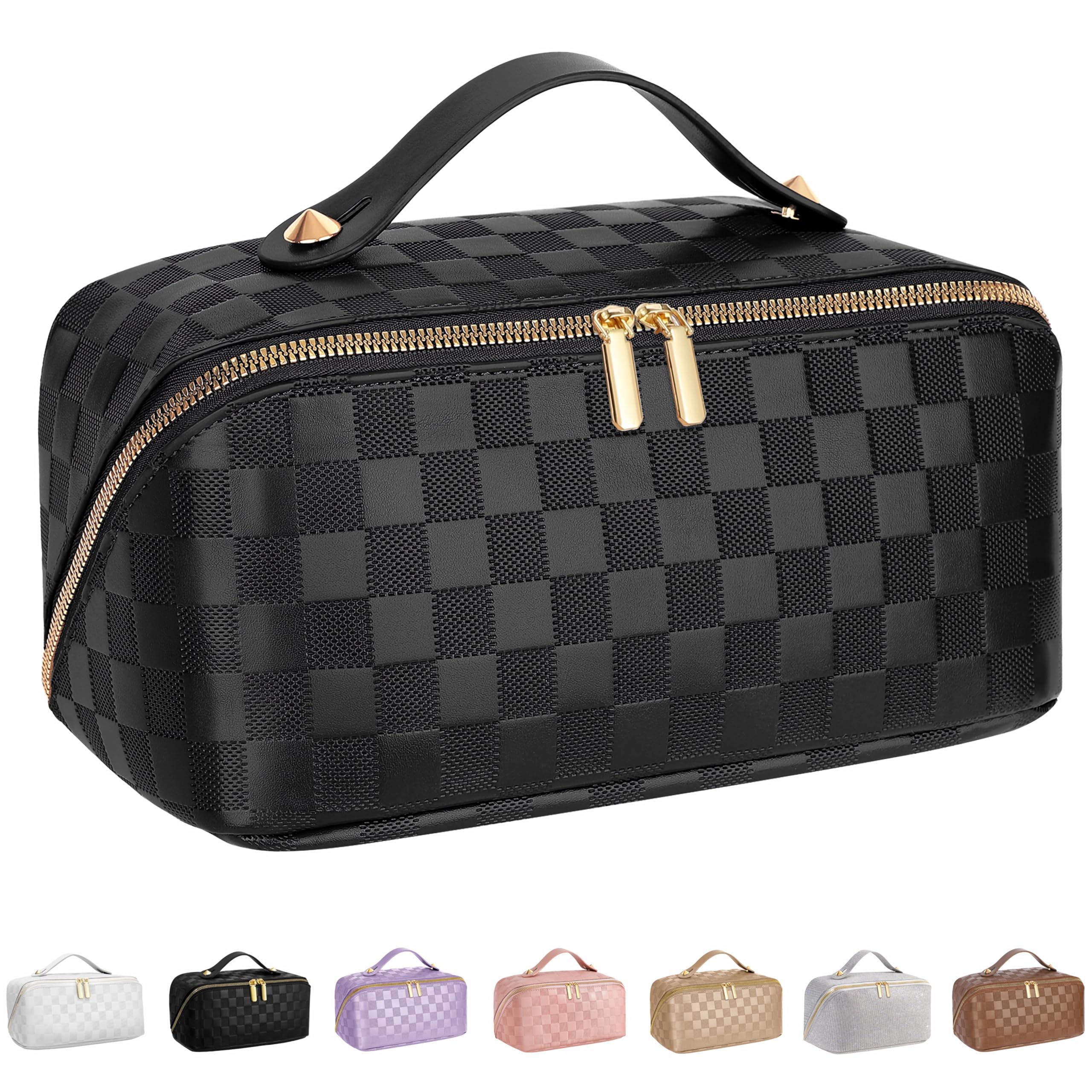 ALEXTINA large-capacity travel cosmetic bag with ample interior space for cosmetics.