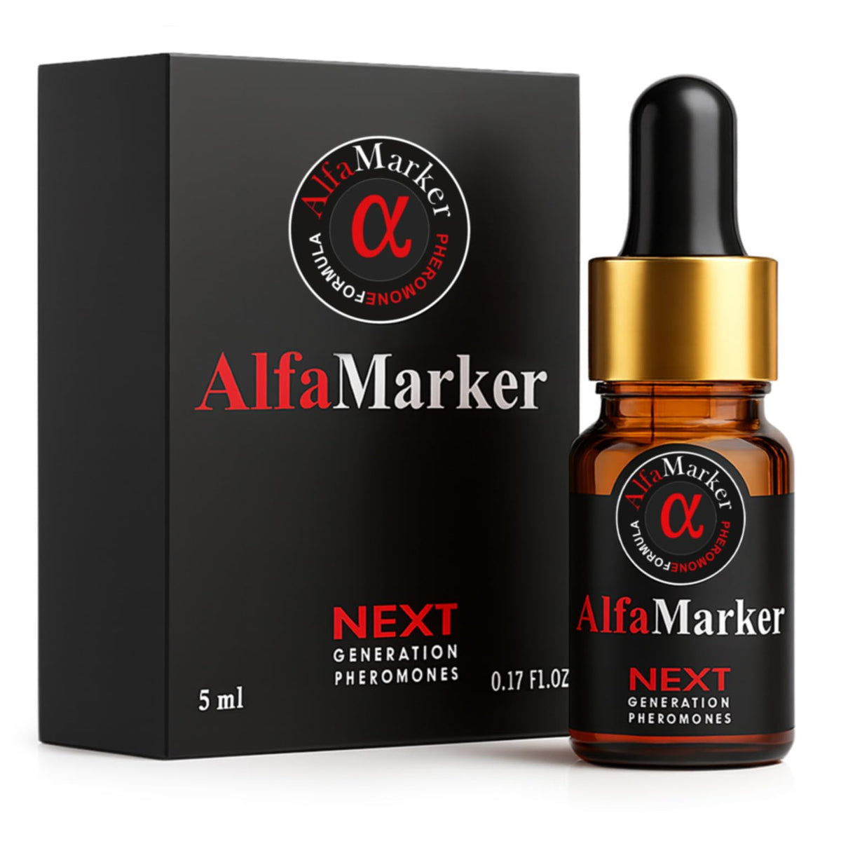 ALFAMARKER concentrated pheromone cologne bottle with a sleek design for everyday confidence.