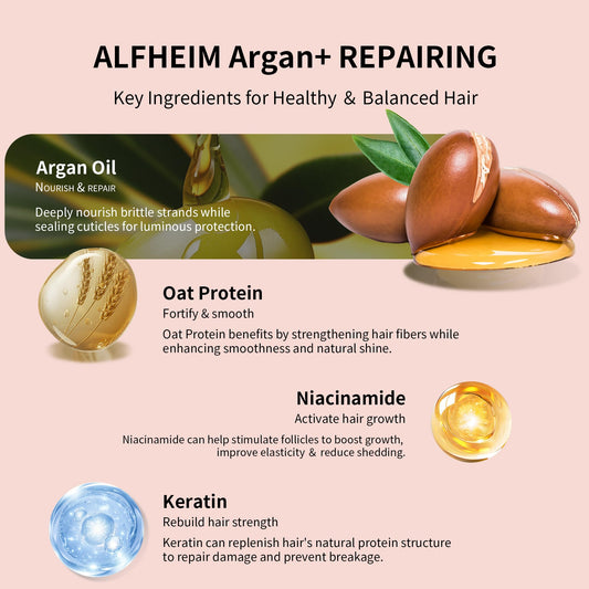 Alfheim Argan Conditioner bottle provides slip and nourishment for detangling.