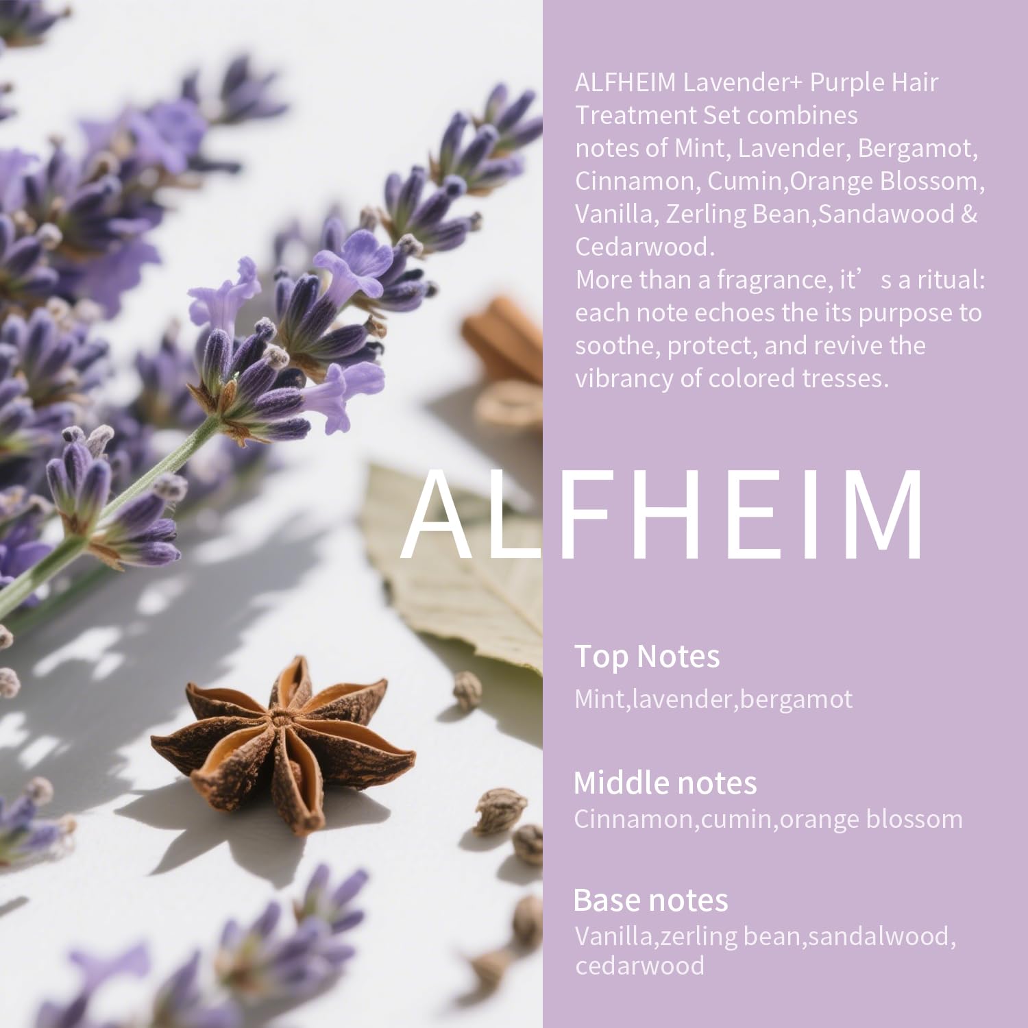 ALFHEIM Lavender Gift Set packaging showcases premium hair care.
