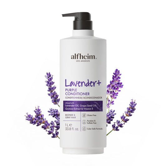 ALFHEIM Lavender+ Purple Conditioner bottle for color correction and cool-toned shine.