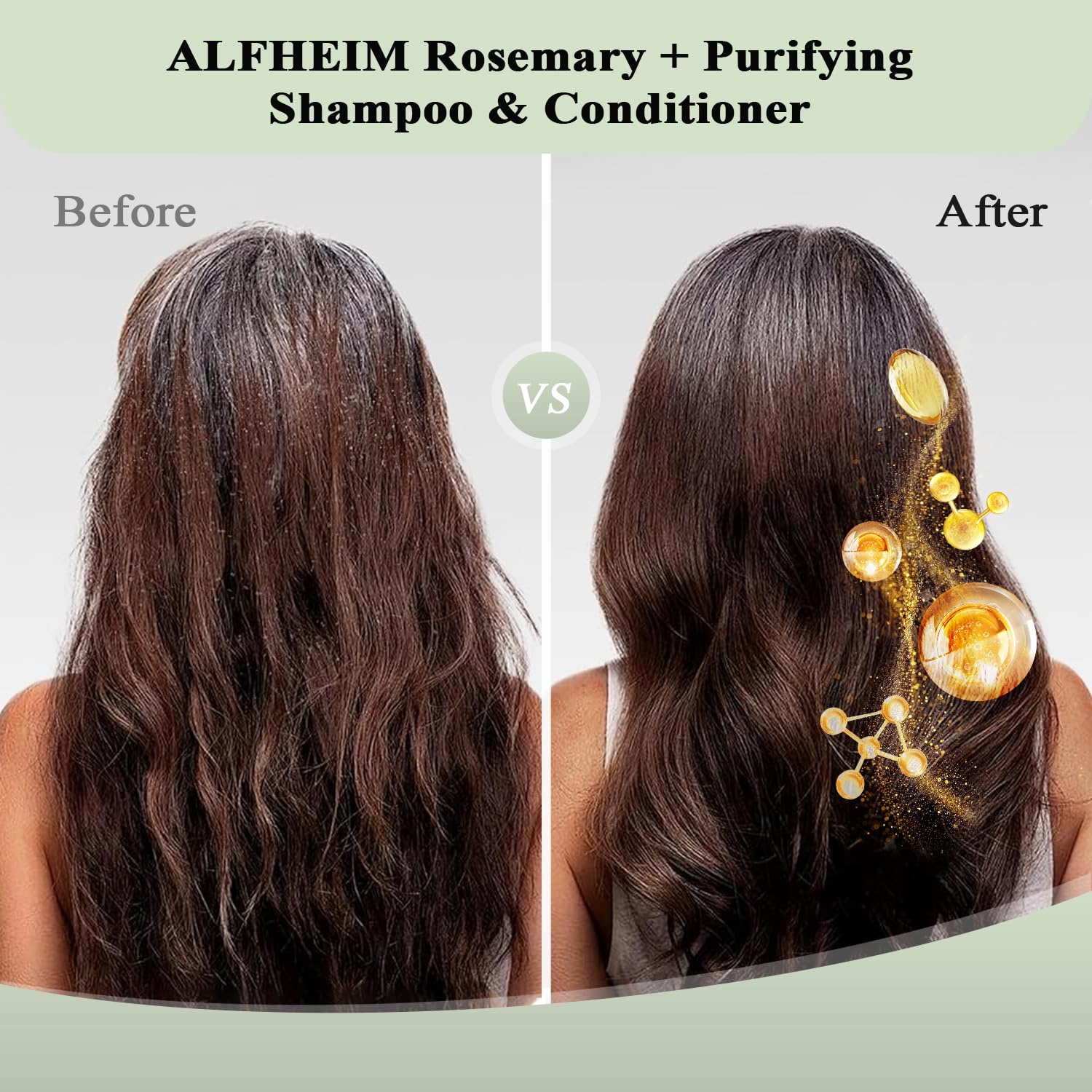 ALFHEIM Rosemary Purifying Hair Oil bottle rejuvenates shine and balance.