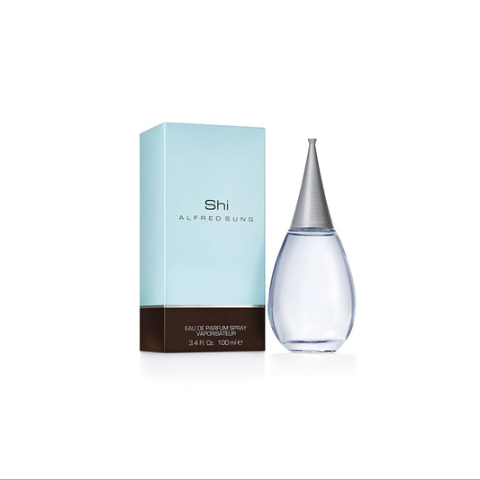 Alfred Sung Shi perfume bottle close-up showing balanced floral notes for everyday elegance.