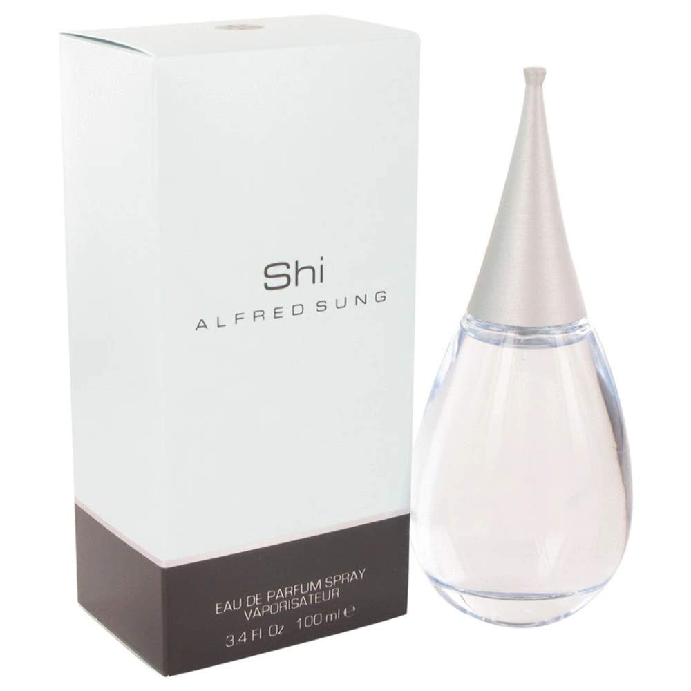 Close-up of Shi by Alfred Sung packaging showing the 3.4 oz bottle, ready for gifting
