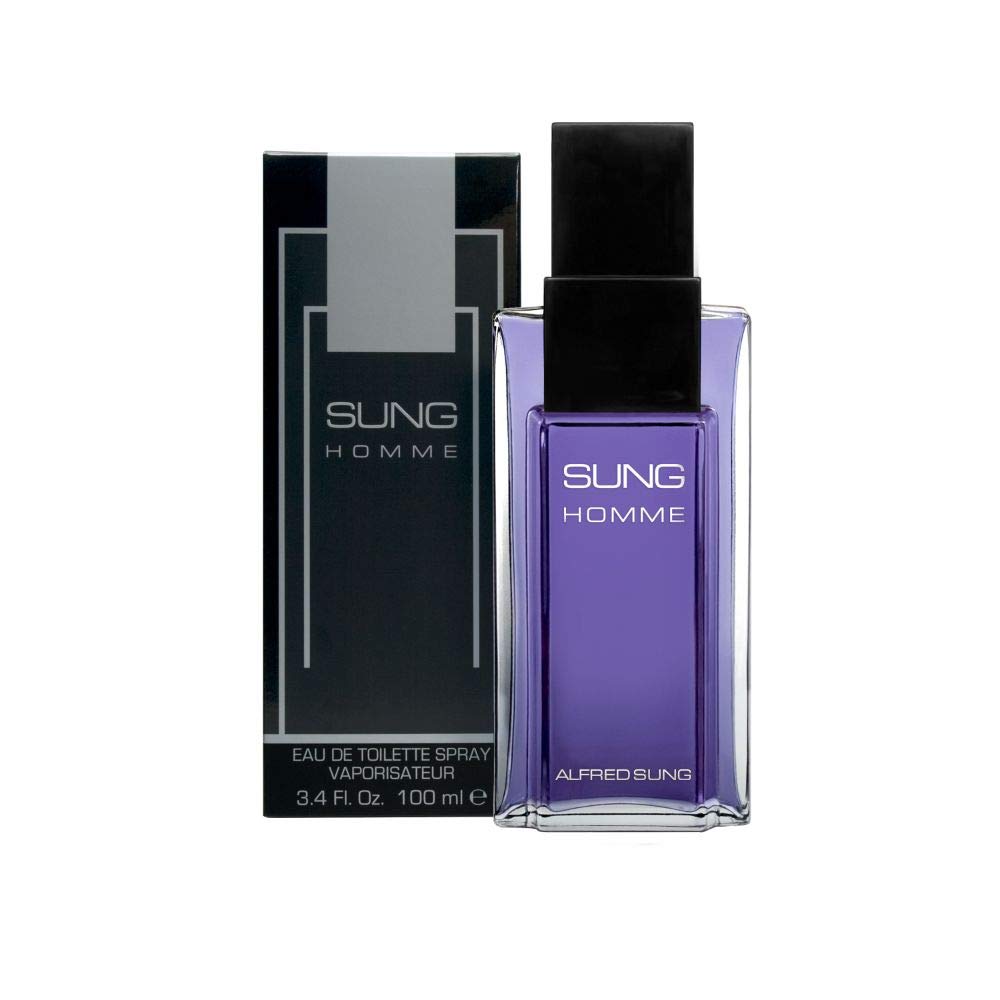 Alfred Sung Sung Homme spray bottle demonstrates easy, on-the-go scent application.
