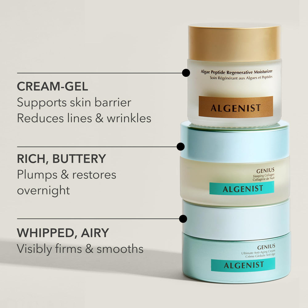 Closeup of Algenist gel-cream texture reveals light, fast-absorbing formula.
