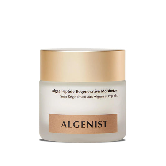 Algenist Algae Peptide Regenerative Moisturizer jar shows instant hydration.