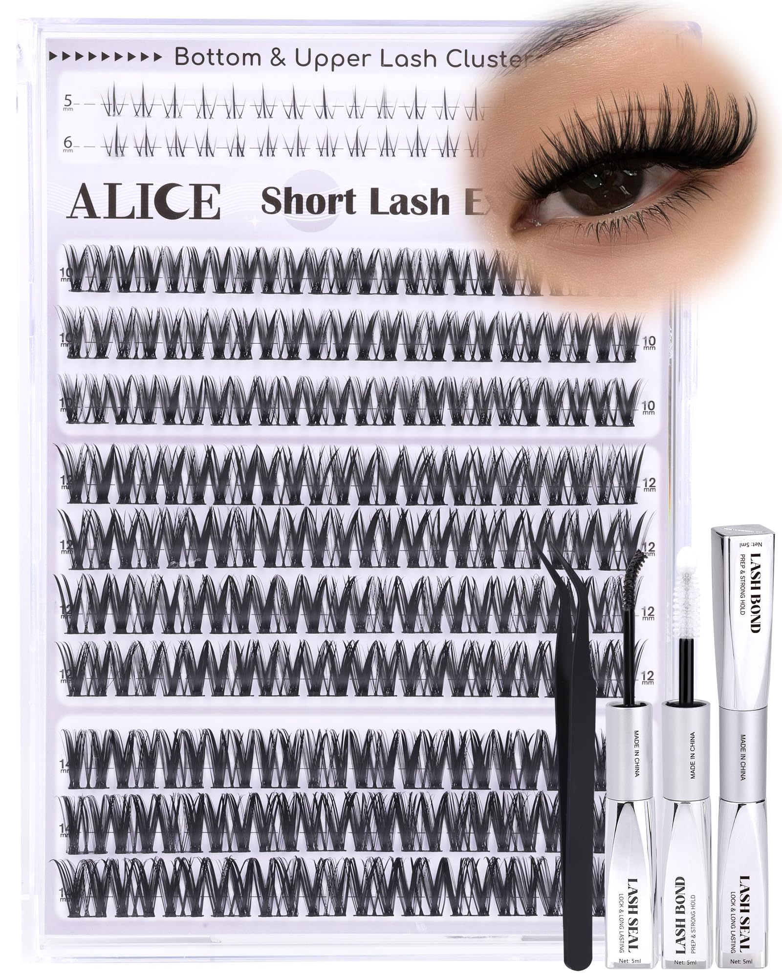 ALICE Bottom lashes included for complete eye look.