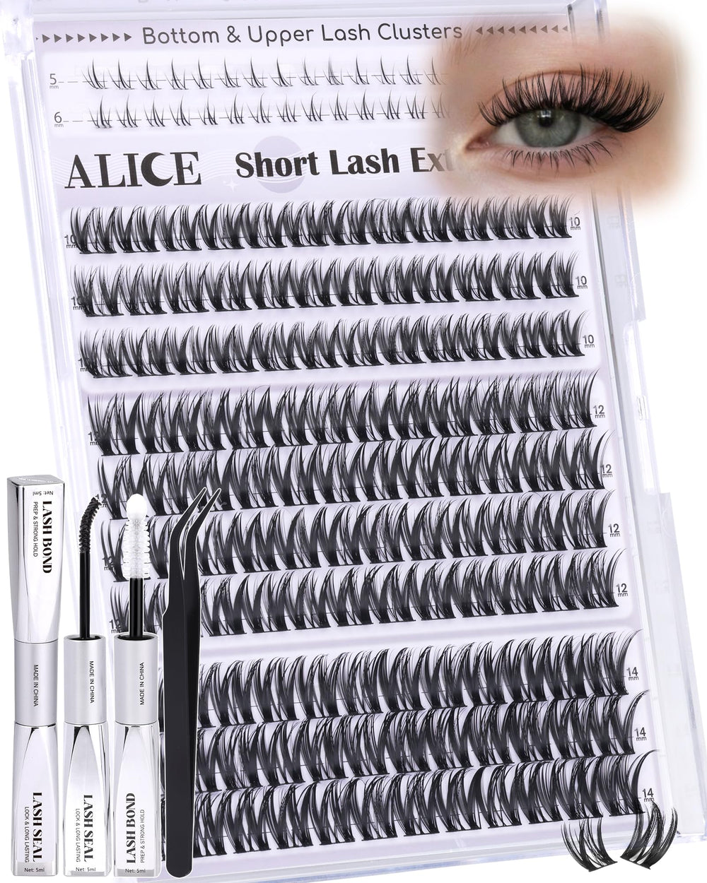 ALICE Flaunt Lash Clusters Kit packaging and tools for at-home styling.