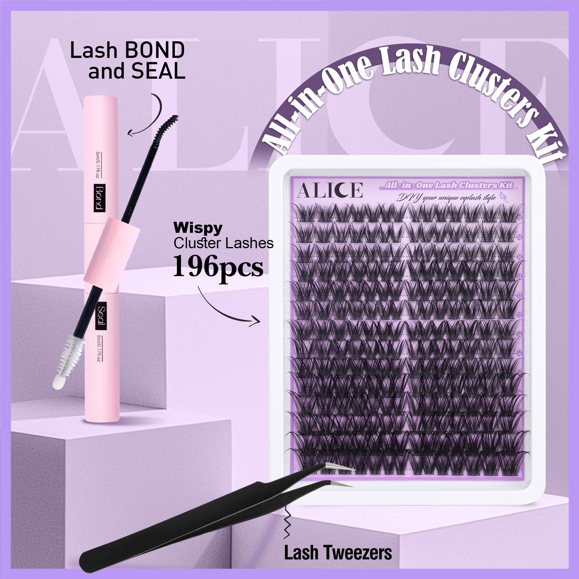 ALICE lash clusters 10-18mm offer varied lengths for natural to dramatic looks