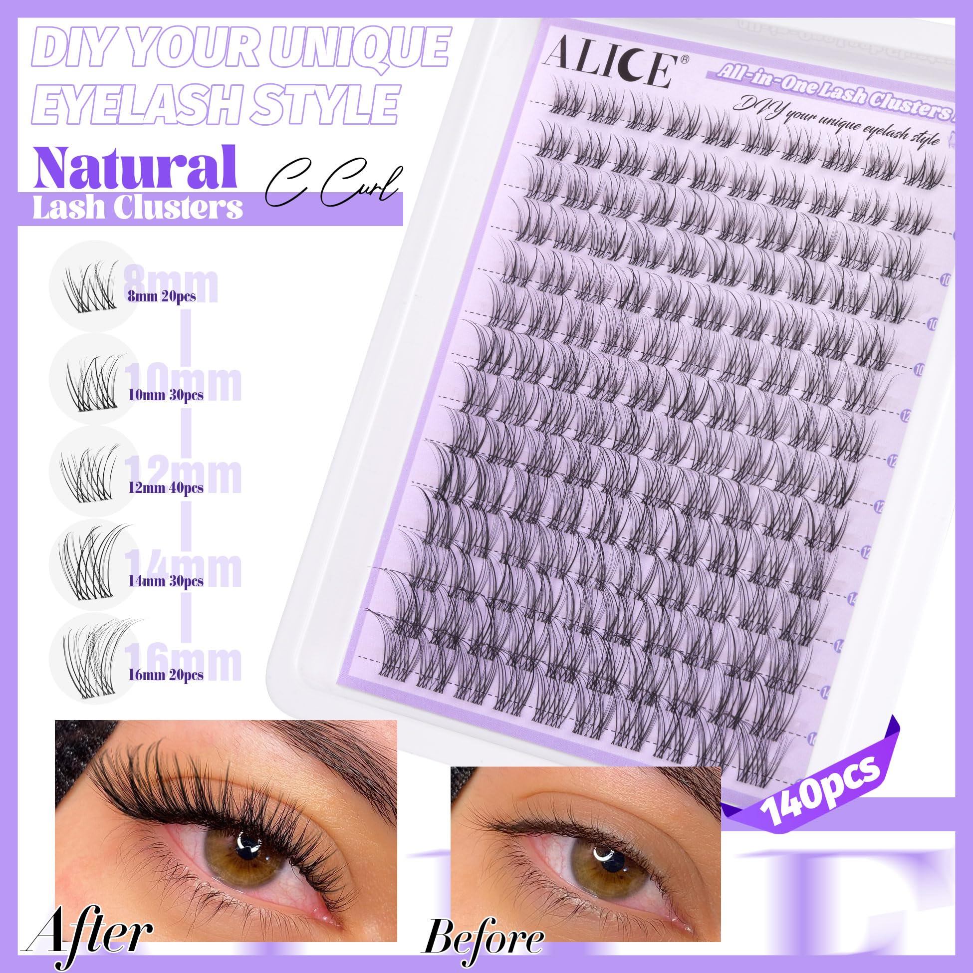 ALICE lash clusters kit 8-16mm lashes for layered volume