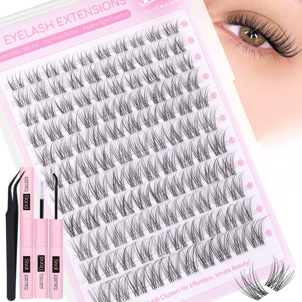 ALICROWN HAIR Natural Lash Clusters Kit offers a compact at-home setup.