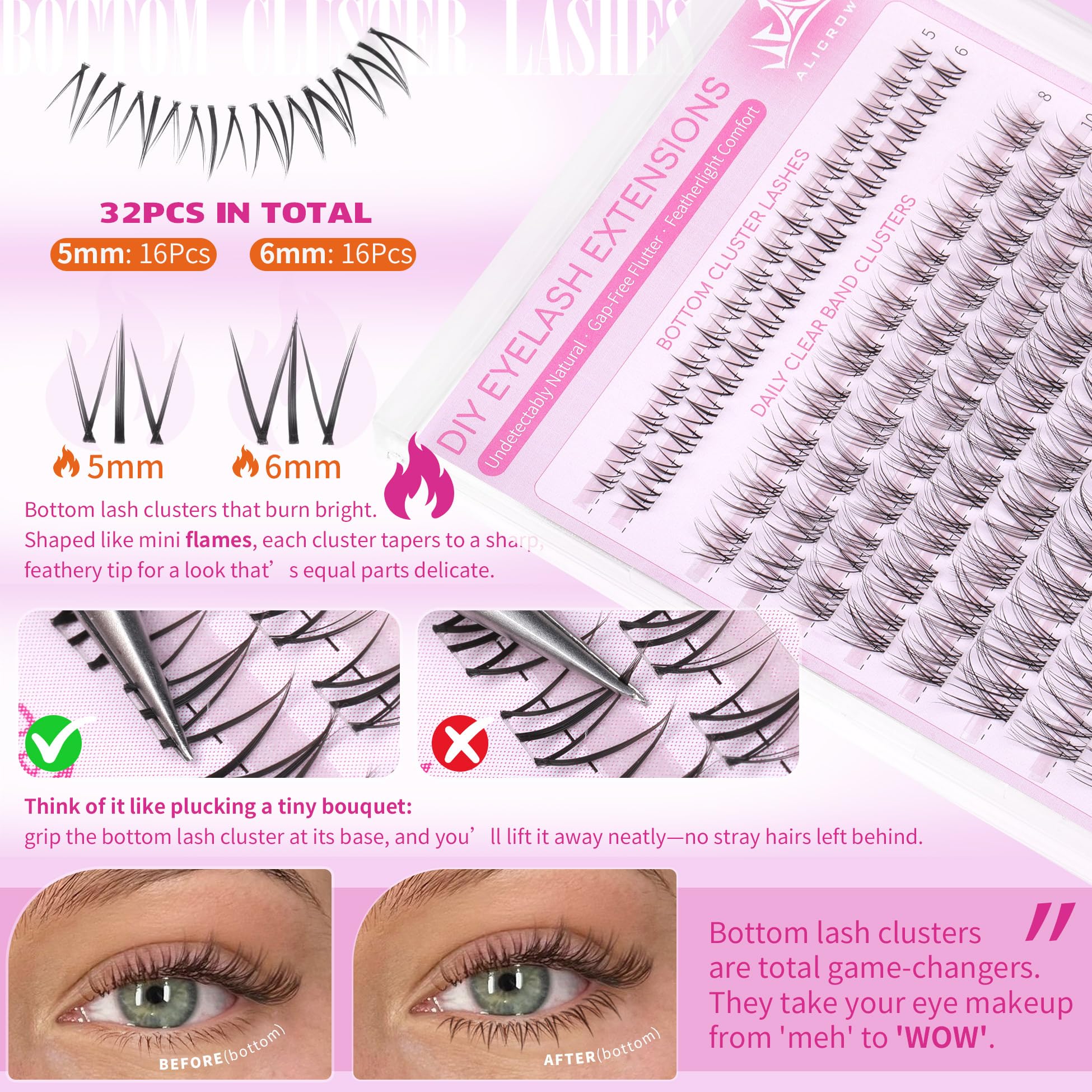 ALICROWN HAIR Wide Span Invisible Band close-up for seamless lash integration