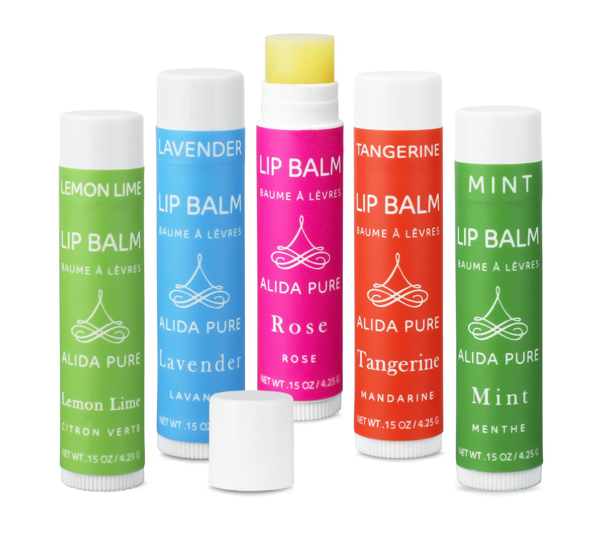 ALIDA PURE Aria Lip Balm Lemon Lime tube provides lightweight hydration for dry lips