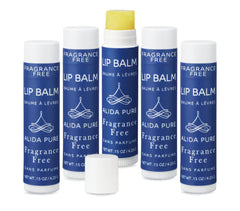 ALIDA PURE fragrance-free lip balm five-tube set packaging highlighting sustainable design