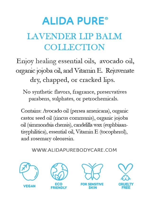 ALIDA PURE Lavender Lip Balm swatch suggests rich color with natural lavender aroma.