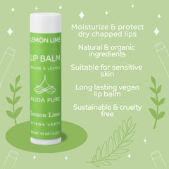 ALIDA PURE Lemon Lime Lip Balm swatch showing smooth, hydrated lips