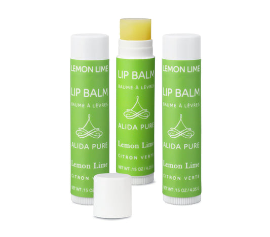 ALIDA PURE Lemon Lime Lip Balm tube close-up for nourished lips