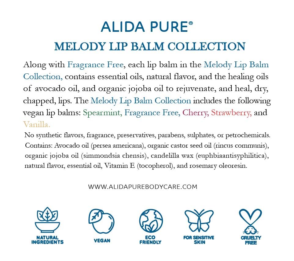 ALIDA PURE Melody cruelty-free logo confirms vegan lip care values