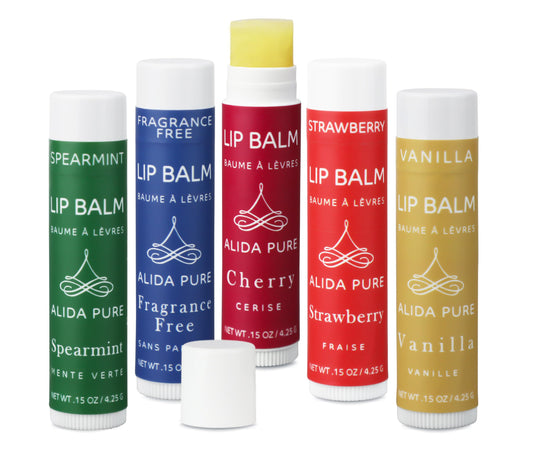 ALIDA PURE Melody spearmint lip balm tube provides refreshing moisture