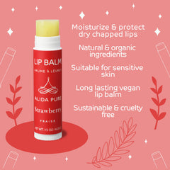 ALIDA PURE Strawberry Lip Balm cap close-up for precise application.
