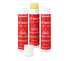 ALIDA PURE Strawberry Lip Balm tube front view for smooth daily moisture.