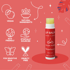 ALIDA PURE Strawberry Lip Balm tubes displayed as a trio.