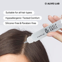 ALIVE:LAB ALIVELAB O2 centella extract visual emphasizing calming scalp relief.