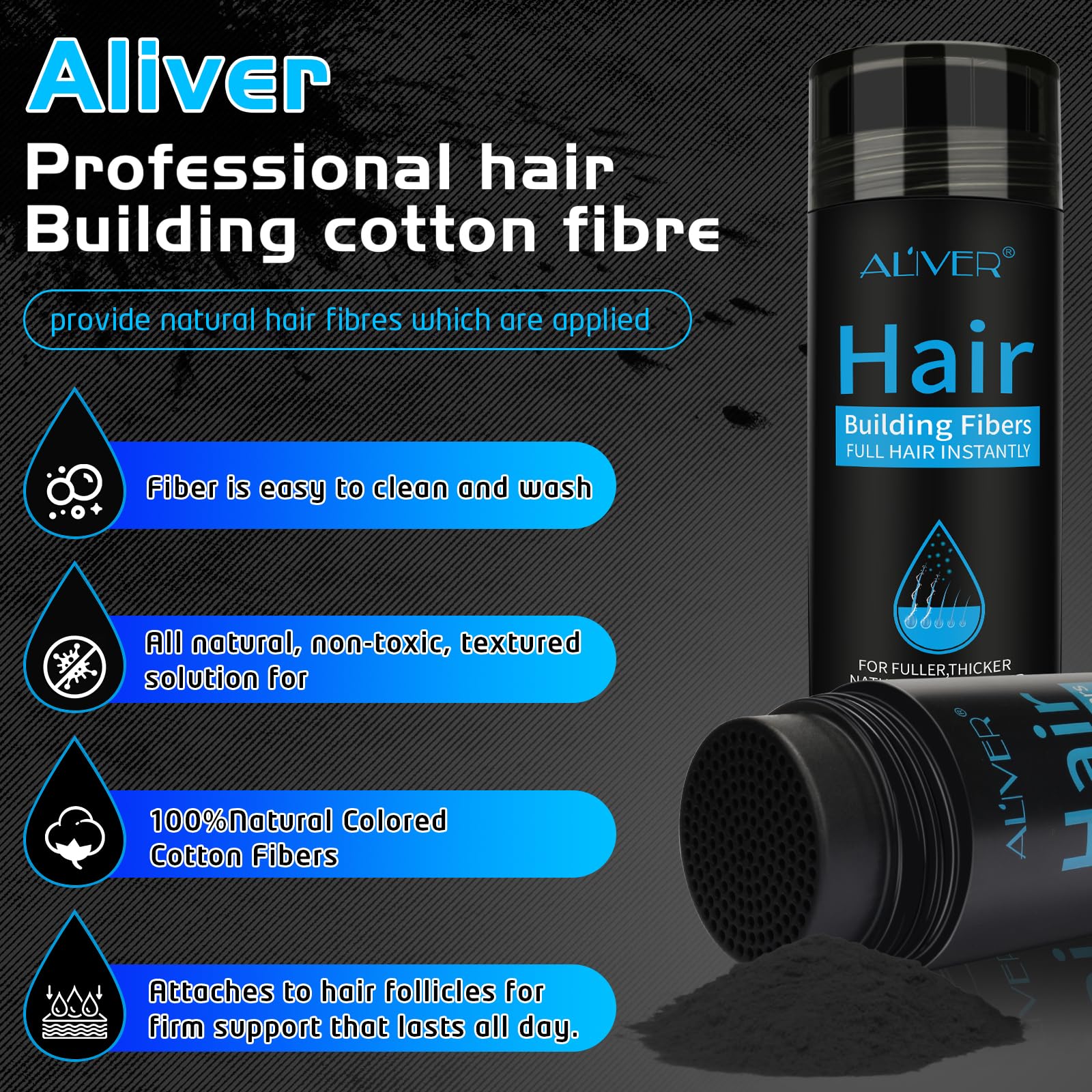 ALIVER Hair Fibers sifter cap tip enables controlled use