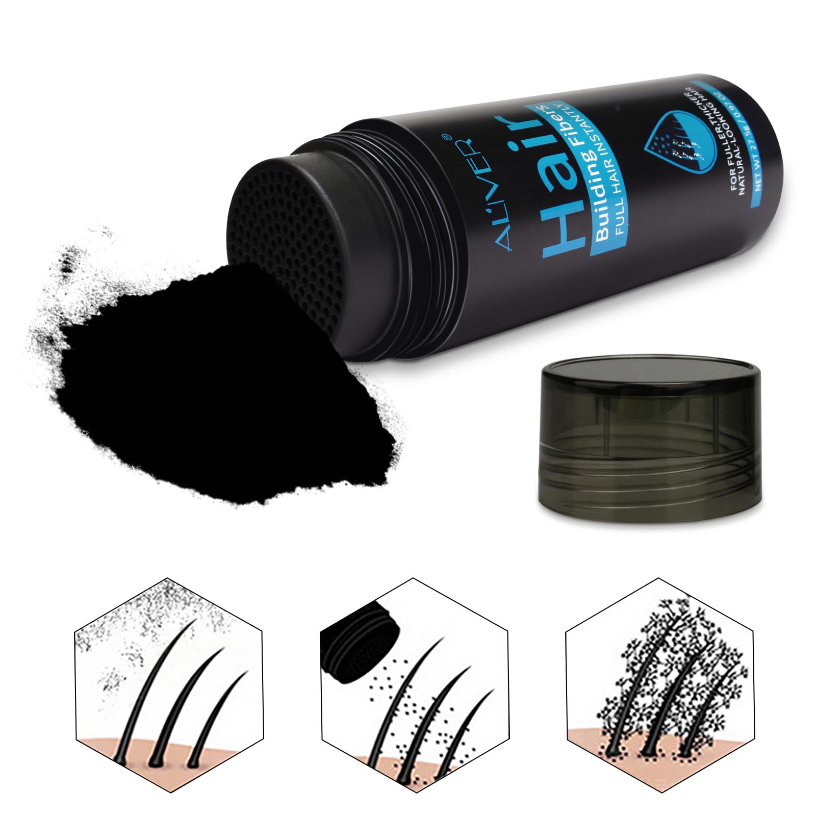 ALIVER Hair Fibers undetectable under bright stage lights