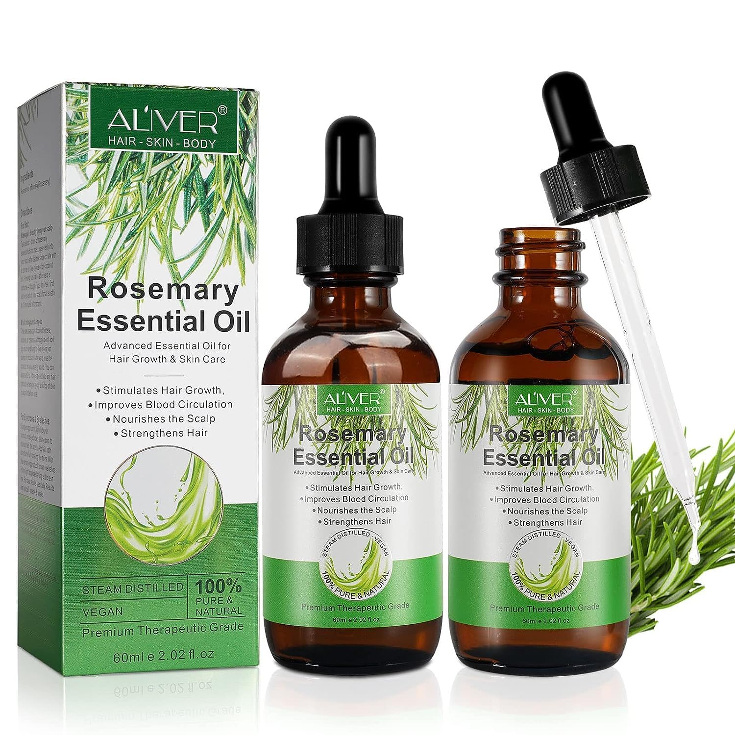 ALIVER rosemary oil 2-pack bottle for hair and scalp care.