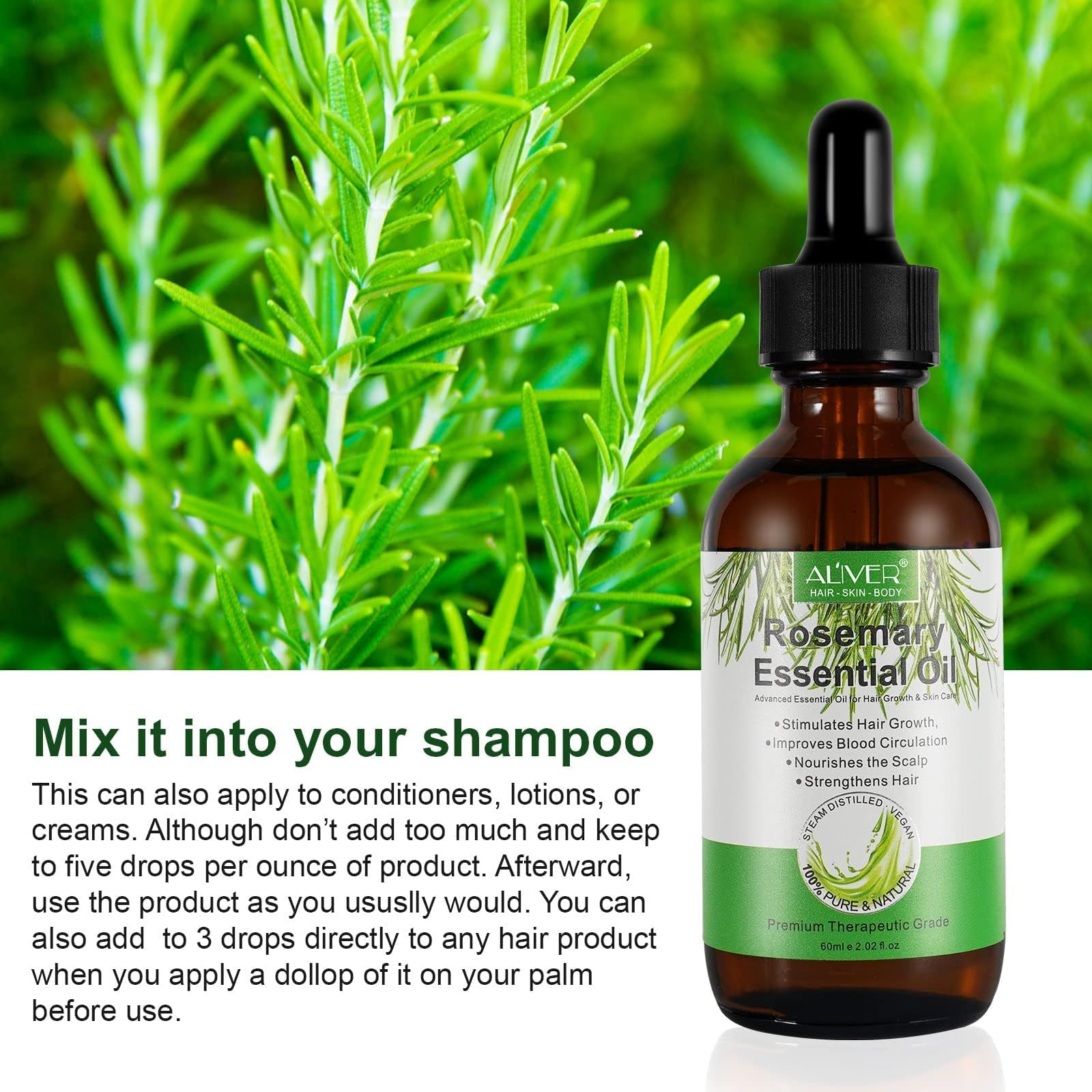 ALIVER rosemary oil blended with carrier oils for facial care.