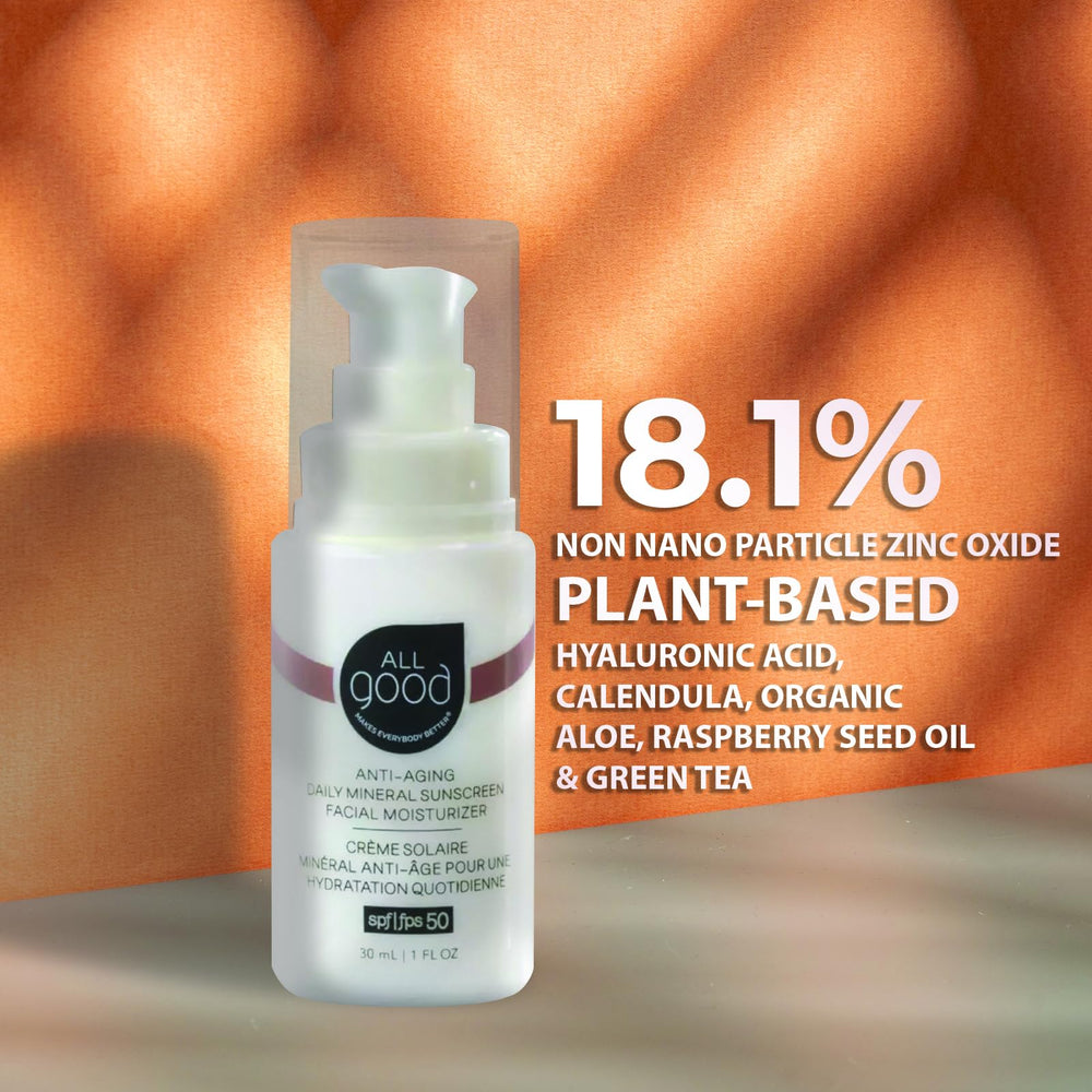 All Good anti-aging daily sunscreen spread on skin showcases a lightweight, non-greasy wear