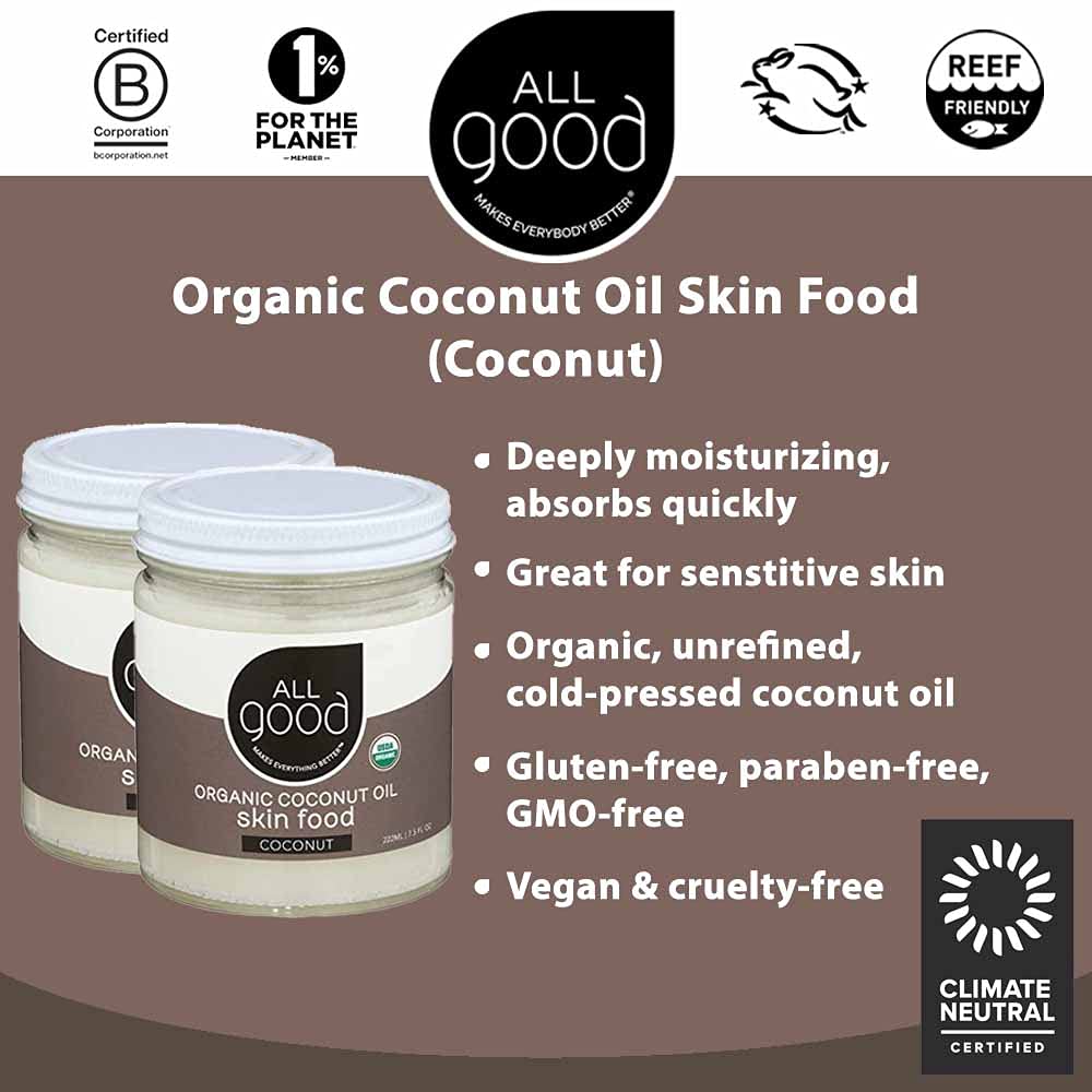 All Good Coconut Oil Skin Food jar pour for easy application