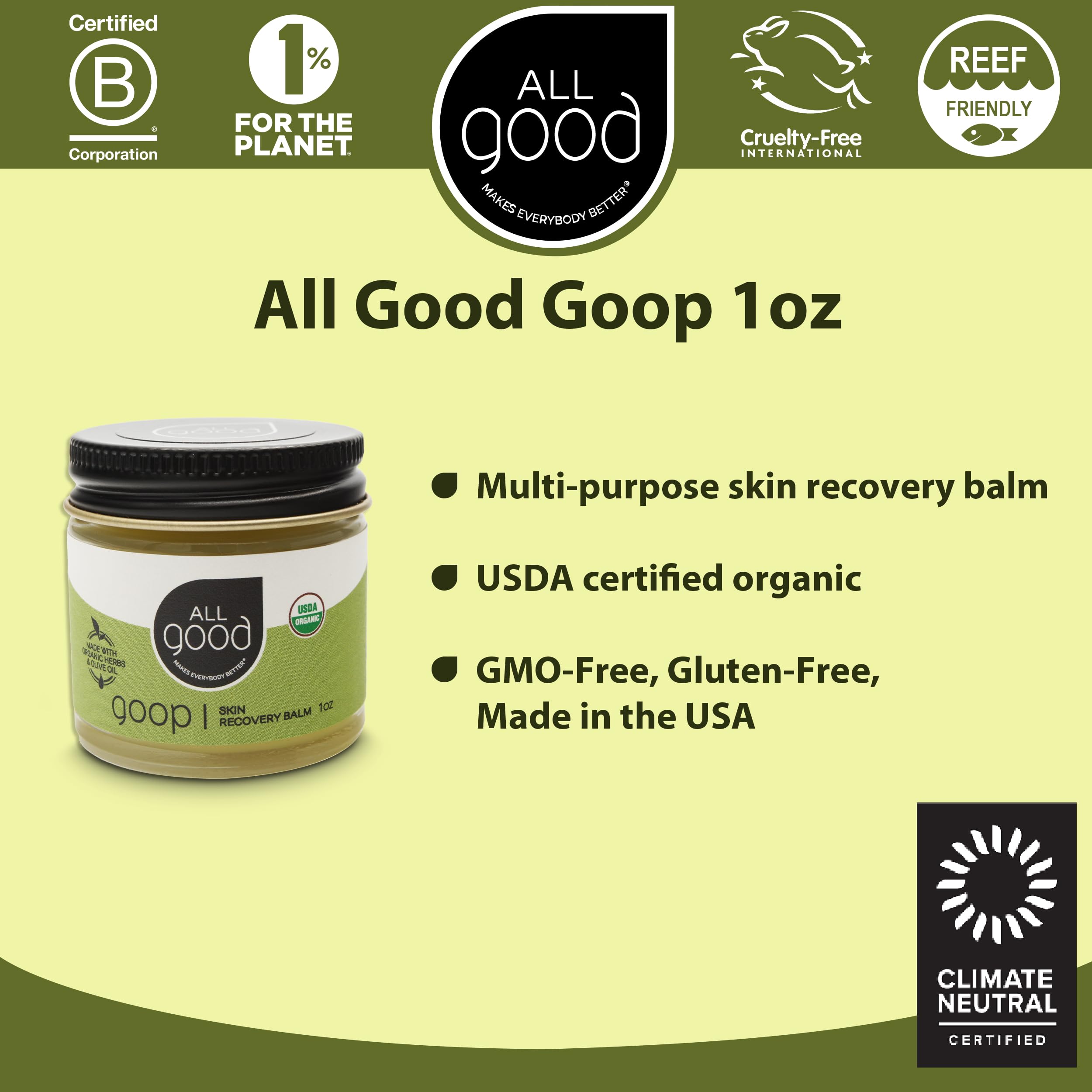 All Good Goop balm dry lips with hydrating relief on the go.