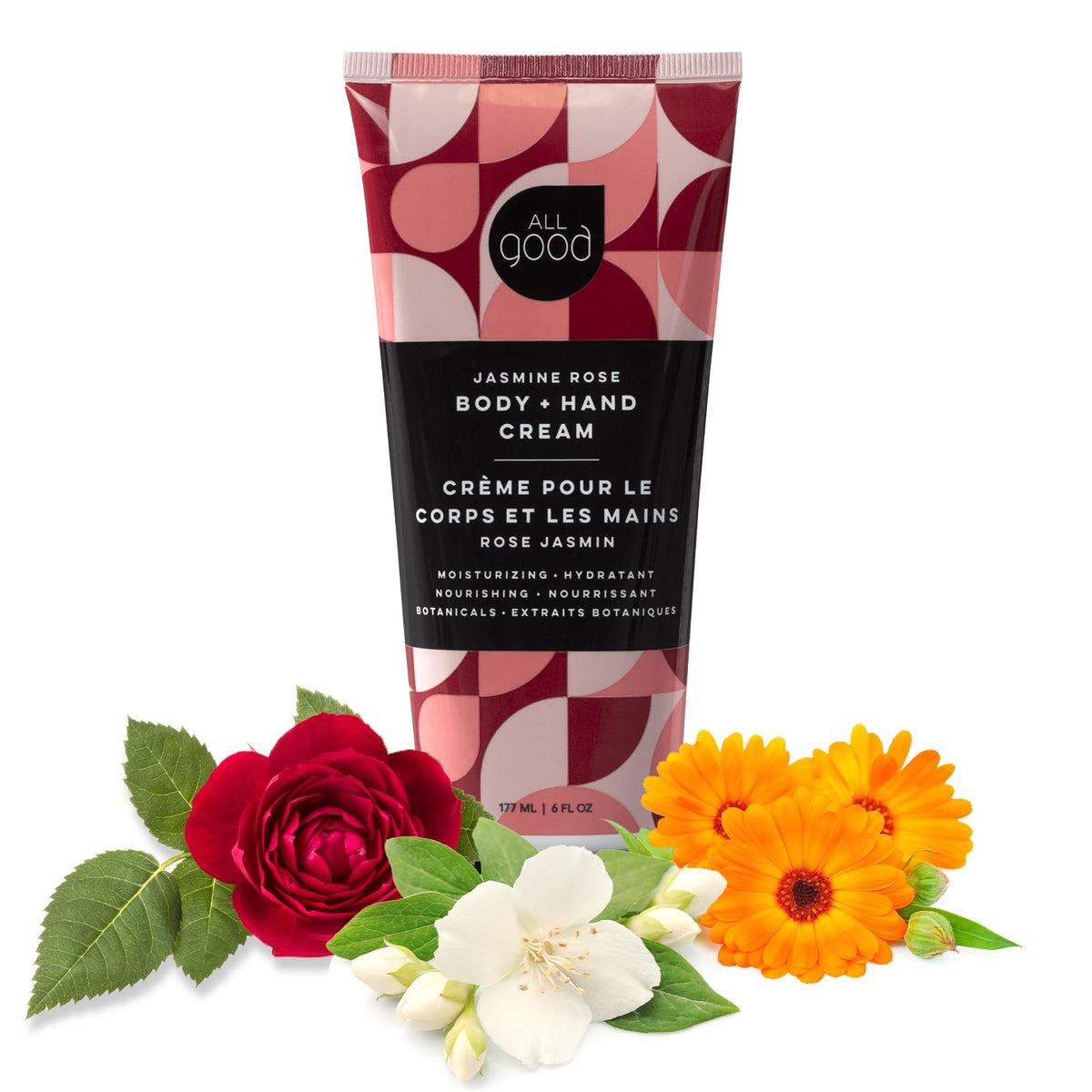All Good Hand & Body Lotion bottle showing non-greasy hydration for daily use.