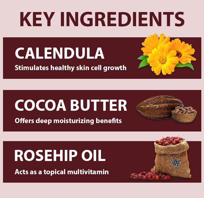 Calendula, Arnica, and Rosehip oils illustrate botanical blend in All Good lotion.