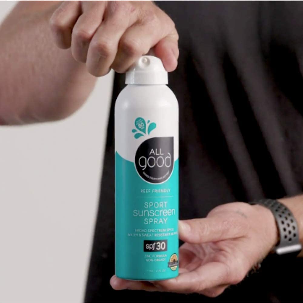 All Good Sport sunscreen keeps skin hydrated with coconut oil, jojoba oil, and shea butter.