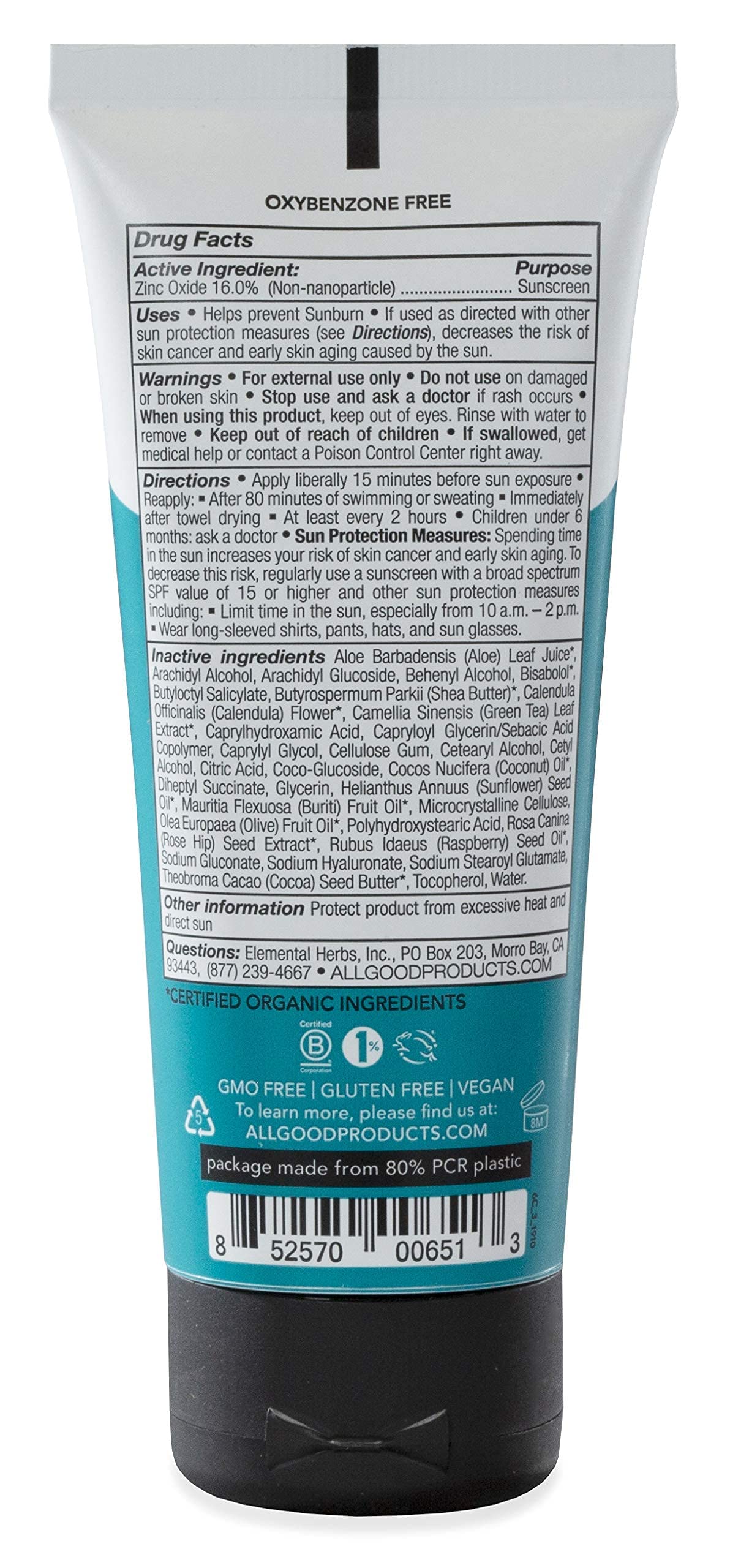All Good Sport Sunscreen packaging overview for the pack