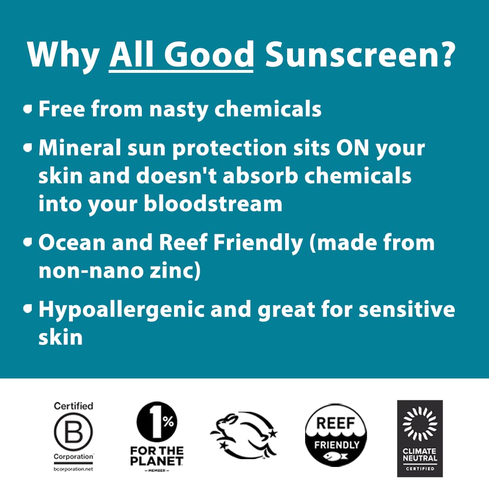 All Good Sport SPF 30 spray dries quickly without white residue on skin