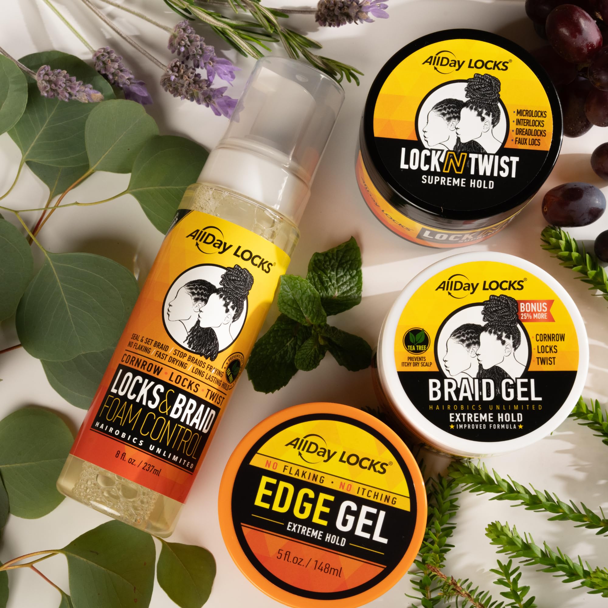 Frizz-free, glossy finish from AllDay Locks Braid Gel